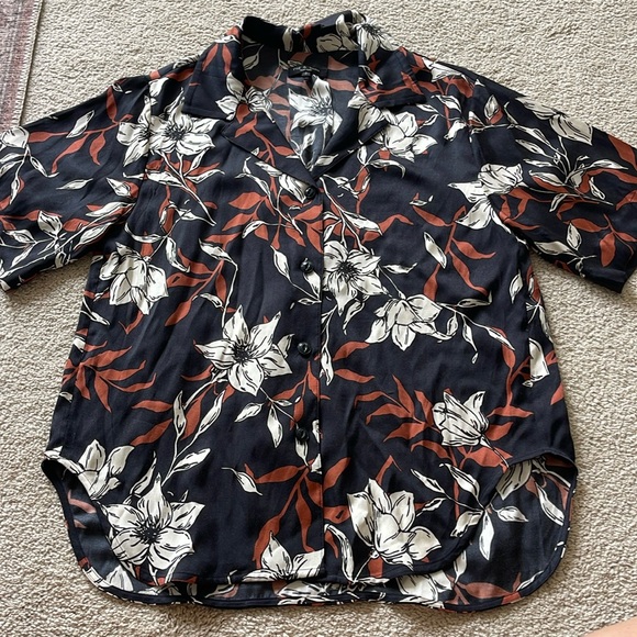 Rag & Bone Mare Hawaiian Button Down Short Sleeve Silk Blend Shirt Size Small - Picture 9 of 13